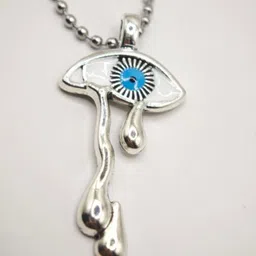 SAPRAA TRENDS Silver-Plated Eye Design Quirky Shaped Enamelled Pendant With Chain image 5