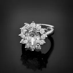 Voylla Rhodium-Plated American Diamond-Studded Finger Ring-image-3