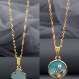 Birado Jewellery Set Of 2 Gold-Plated Enamelled Pendants With Chains-picture-42