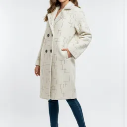 Hallinton Women Printed Notched Lapel Double-Breasted Overcoat-image-45