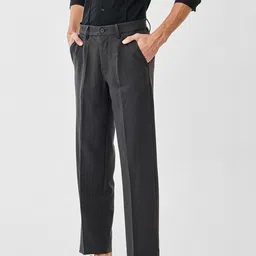 Snitch Men Solid Regular Fit Mid-Rise Formal Trousers image 3