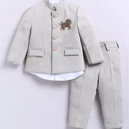 LITTLE COLLARS Boys Embroidered 3-Piece Bandhgala Suit-image-32
