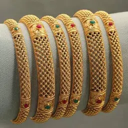 The Pari Set Of 6 Gold-Plated Stone Studded Bangles image 1
