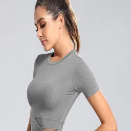DressBerry Round Neck Muscle Fit Crop T-shirt-image-64