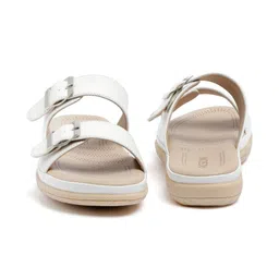 PICSON Women Textured Open Toe Flats with Buckles image 5