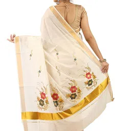 Rst R Selvamani Tex Woven Design Zari Pure Cotton Ready to Wear Kasavu Saree image 3