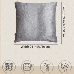 Tesmare Grey Set of 2 Geometric Velvet Square Cushion Covers image 4