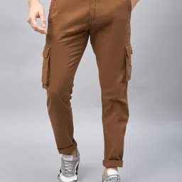 STUDIO NEXX Men Relaxed Straight Leg Loose Fit Cargos Trousers-picture-34