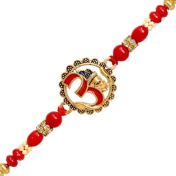 MEIRA JEWELLERY Set Of 2 Religious Om Rakhis With Greeting Card & Roli Chawal image 4