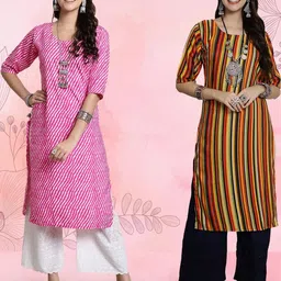 Ethnic basket Women Pack Of 2 Multicoloured Crepe Kurtas-picture-11