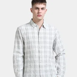 StitchX Men Crinkled Checkered Lightweight Shirt-image-81
