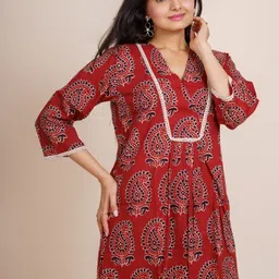 EKISHA Printed V-Neck Pure Cotton Tunic With Trouser image 3
