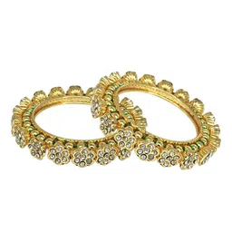 FEMMIBELLA Set Of 2 Gold Plated & Stone Studded Bangle image 5