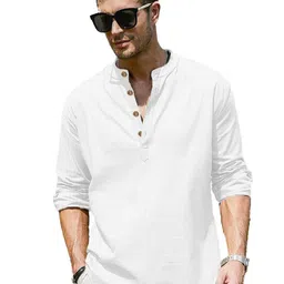 APEKTRA Cotton Mandarin Collar Roll-Up Sleeves Straight Short Kurta-picture-12