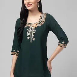 ZEROZABAR Women Ethnic Motifs Embroidered Kurti-picture-56