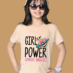 NUSYL Girls Typography Printed Round Neck Cotton Oversized T-shirt-image-83