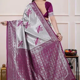 Mufa Ethnic Motifs Woven Design Zari Banarasi Saree image 3