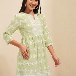 Vishudh Embroidered Ethnic Motifs Print Fit and Flare Dress image 3