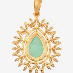 Kushal's Fashion Jewellery Gold-Plated Zircon Studded Pendant Set image 3