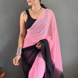 HERE&NOW Ombre Poly Georgette Saree image 2