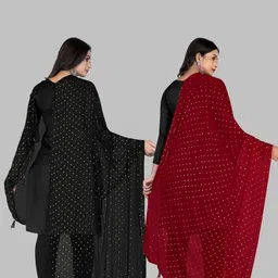 Kemza Selection Of 2 Floral Printed Beads And Stones Dupattas image 4