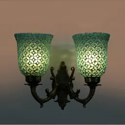 1ST TIME Blue & Bronze-Toned Textured Metal Traditional Wall Lamp-picture-16