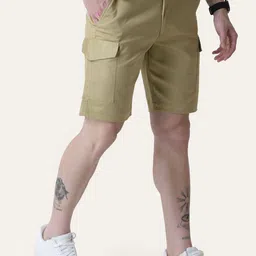 PERCH Men Regular Fit Mid-Rise Knee Length Shorts image 3