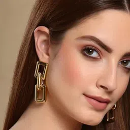 vembley VembleyKorean Golden Chunky Chain Link Drop Earrings image 4