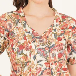 Diktmark Printed Shoulder Straps Pure Cotton Top With Shorts & Jacket image 3