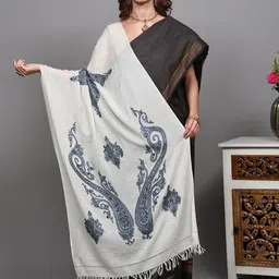 Exotic India Paisley Aari Embroidered Shawl-image-4
