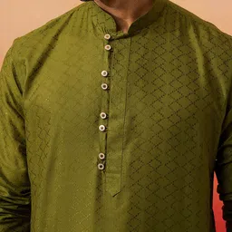 VASTRAMAY Men Emboridered Regular Kurta with Pyjamas image 5
