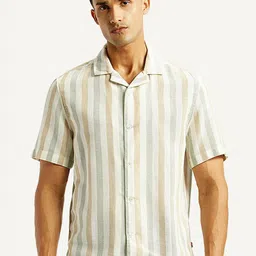 Levis Men Classic Slim Fit Vertical Striped Cuban Collar Casual Shirt-picture-29