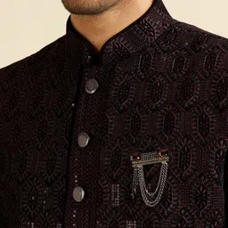 Manyavar Men Mandarin Collar Embroidered Sherwani image 4