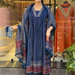 BAESD Women Ethnic Motifs Printed A-Line Kurta with Palazzos & Dupatta-picture-13