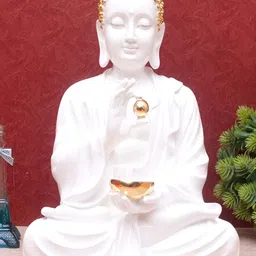 Craftlayout White Lord Buddha Idol Showpiece-picture-25
