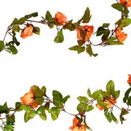 apka mart Orange & Green Hanging Rose Artificial Flower image 2