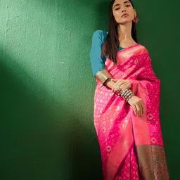 DEVATITHI Woven Design Zari Gajri Banarasi Silk Saree-picture-27