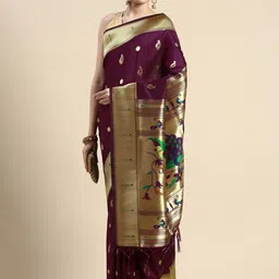 DIVASTRI Woven Design Zari Silk Blend Paithani Saree-picture-19