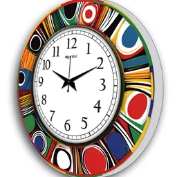 OLIVE TREE White & Black Printed Round Shaped Contemporary Wall Clock image 2