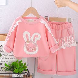 INCLUD Girls Graphic Self Design Sweatshirt With Trousers-picture-28