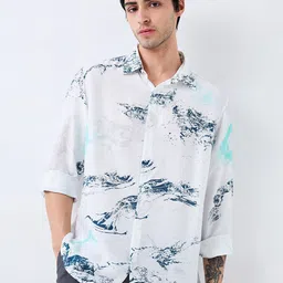 SPYKAR Men Relaxed Fit Spread Collar Abstract Printed Casual Shirt-picture-29