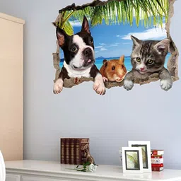 Asian royal Blue & Black Birds and Animals Printed Decals & Stickers-image-0