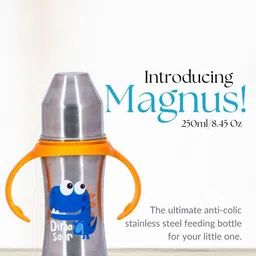 Adore Kids Magnus! Premium Wide Neck Feeding Bottle With Handle 250 ml - Orange Colored image 4