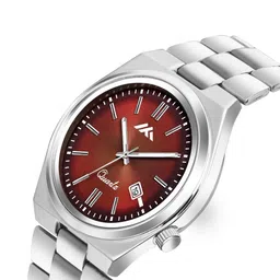 LUXURIT Men Patterned Dial & Stainless Steel Straps Analogue Date Aperture Watch LXMT-847 image 2