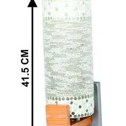 1ST TIME White & White Textured Wood Cylinder Shaped Wall Lamp image 2