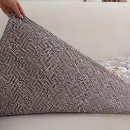 HOKIPO Brown Printed Quilted 2 Seater Sofa Seat Mat & 2 Armrest Covers With Pockets image 3