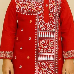 NFC CREATION Boys Ethnic Motifs Embroidered Regular Thread Work Pure Cotton Kurta with Dhoti Pants image 4
