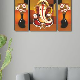 SAF Red & Black 3 Pieces Ganesha Printed Wall Arts-picture-27
