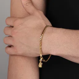 Metronaut Sterling Silver Gold-Plated God Ganesh Symbol Link Bracelet-picture-13