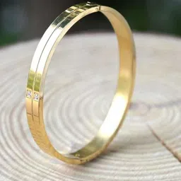 LAKSH Men Stainless Steel Gold-Plated Kada Bracelet-picture-35